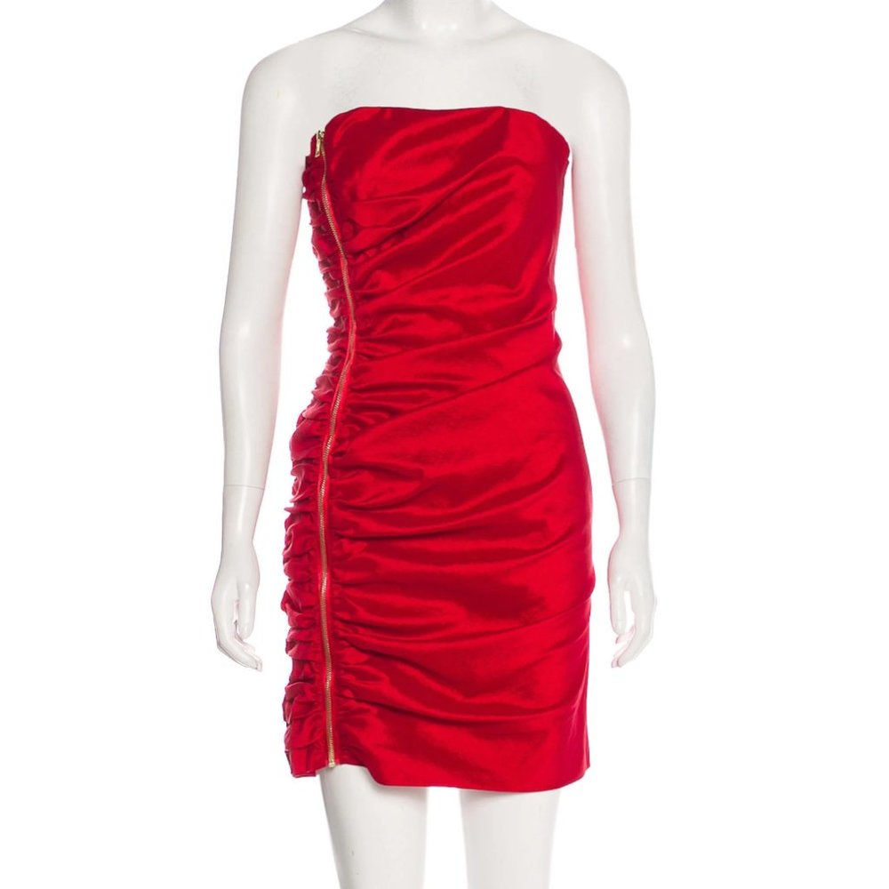 Ruby Red strapless calvin Klein minidress (gold zipper) size 4